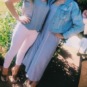 Blue Striped American Eagle Romper